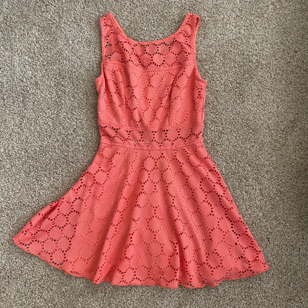 Coral eyelet dress